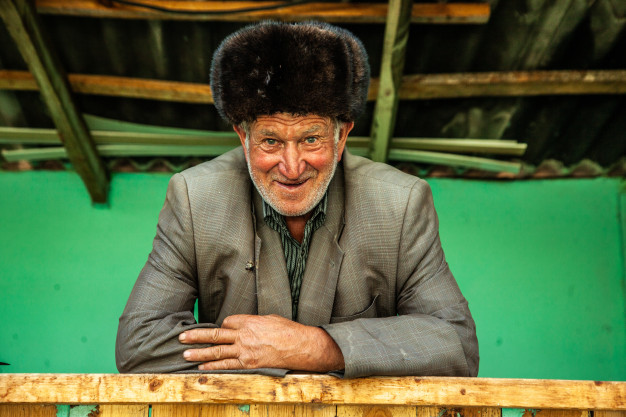 old man in village of caucasia