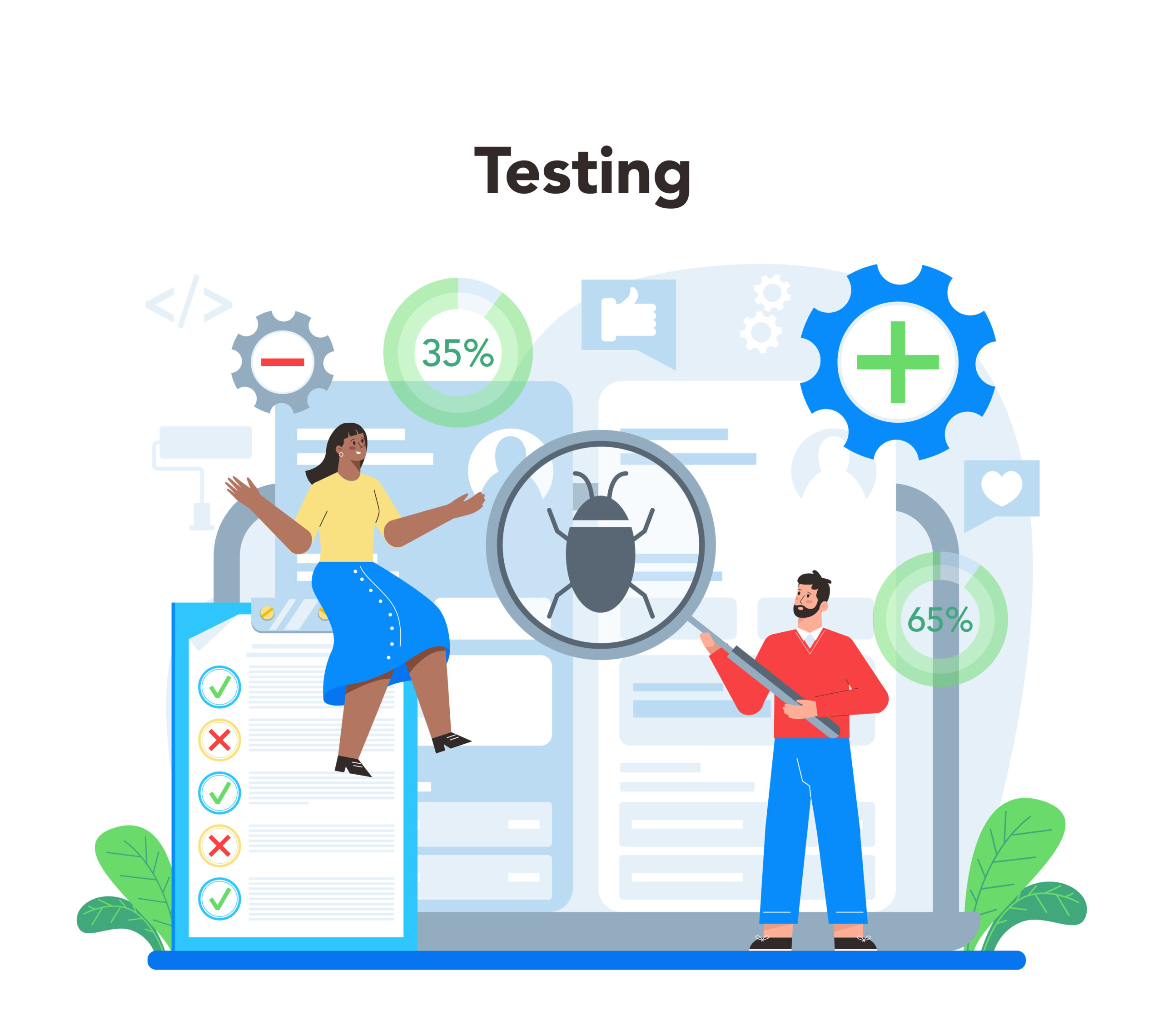 Web design concept. Presenting content on web pages. Website layout, composition and color development. Idea of computer technology. Flat vector illustration
